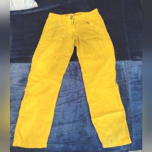Johnny Was Pete & Greta yellow linen pants Size 0